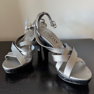 Italian Shoemakers Metallic Silver Heels